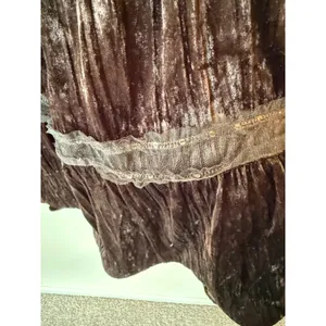 Vintage Apollo Tiered Skirt Medium Brown Crushed Velvet Boho Gothic Y2K Festival thumbnail 3