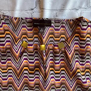 Dana Buchman Geometric Cowl Sleeve Tunic Top Blouse Retro Disco XL Print Gold thumbnail 2