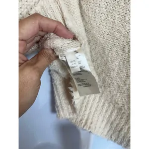 We The Free Free People Theo V Neck Sweater Cream Textured Knit XL OB1368374 thumbnail 10