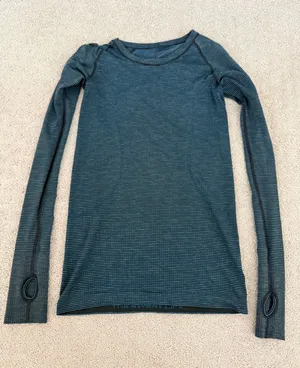Lululemon Blue-Black Striped Long Sleeve Top Size 6 thumbnail 1