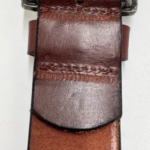 American Bison Large Brown Leather Western Belt Pink Conchos Floral Accent NWT thumbnail 10