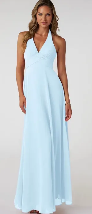 Sky Blue Bridesmaid Azazie Dress thumbnail 1
