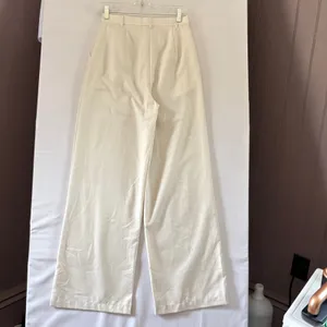 Ronny Kobo Tornby Cream Ivory Wide Leg‎ Pleated High Waisted Trousers XS NWT thumbnail 4