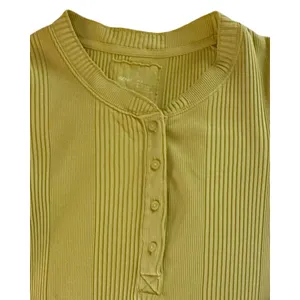 Aerie Top Womens Size M Ribbed Henley Long Sleeve Green Y2K Casual Comfort thumbnail 6