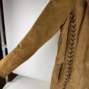 Vintage Wilsons Leather Maxima Brown Suede Trench Coat with Braided Accents thumbnail 3