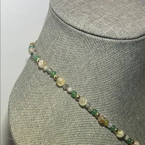Handmade Moss Agate + Citrine + Green Aventurine Beaded Necklace * ✨ thumbnail 5