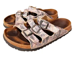 Birkenstock Papillio Triple-Buckle Sandals in Light Pink Floral Size 10 thumbnail 1