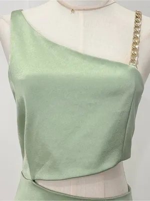 Alice + Olivia Karoline Cutout Mini Dress 6 Green Satin Cocktail Party Spring thumbnail 8