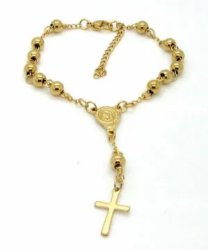 Stainless Steel Cross Pendant Bead Bracelet thumbnail 3