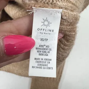 Offline By Aerie Size XS Ribbed Cropped Sweater Hoodie Brown Ombré Long Sleeve thumbnail 9