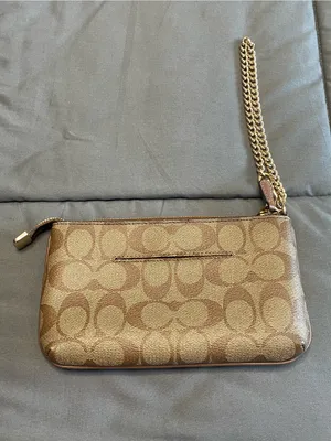 Coach Signature Large Wristlet With Chain CS652 Khaki/Saddle thumbnail 2
