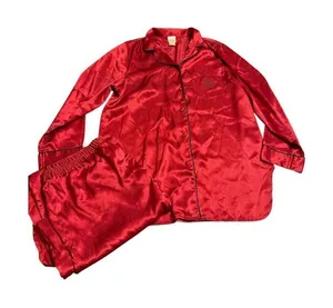 VTG Sophia by Delicates Red 2pc Satin Pajama Set Size Small thumbnail 1