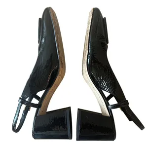 Tory Burch‎ Georgia Black Patent Slingback Block Heel Pumps Size 8.5 thumbnail 8