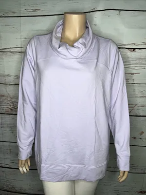 Denim & Co. Active Size 2X Purple Cowl Neckline Pullover Sweatshirt Top thumbnail 1