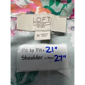 LOFT Outlet Sleep‎ Women's Green Floral Button Up Shirt Top Size M thumbnail 3