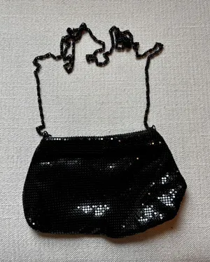 Lulu Townsend Metal Mesh Crossbody Bag Small Black Evening Clutch‎ Glam thumbnail 1