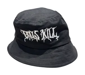 Dolls Kill Black Cotton Bucket Hat Metal Logo‎ Embroidered Alternative Grunge thumbnail 1