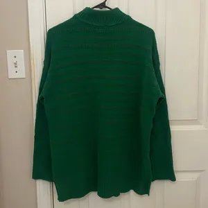 LOFT Mock Neck Tunic Style Textured Sweater in Green thumbnail 6