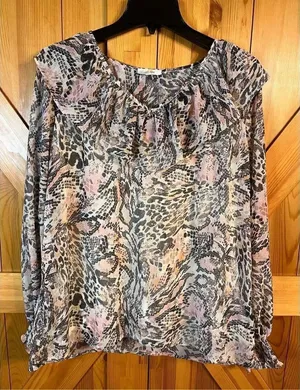 Maurices sheer lined long sleeve blouse, size large (1931)￼ thumbnail 1