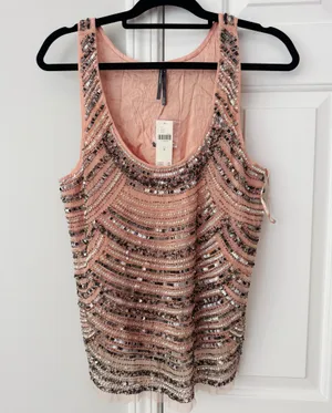 Anthropologie Sequin Embellished Stripe Tank Top, Size M thumbnail 5