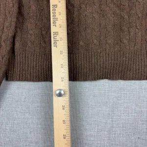 Tweeds Sweater Womens Large Brown V Neck Cable-Knit 100% Cashmere Pullover thumbnail 5