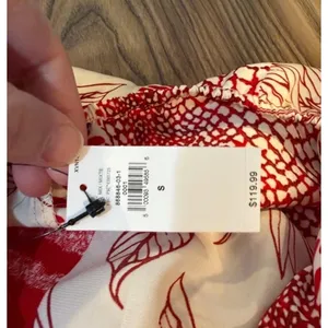 NWT Banana Republic Red White Mixed Print Halter Maxi Dress Tie Neck S Resort thumbnail 8