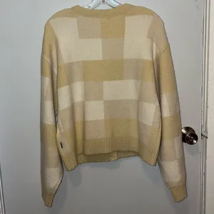 VANS Women's Winter Checkered Yellow & Cream Relaxed Cardigan | Size Medium thumbnail 8