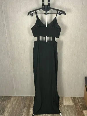 Black Cutout Maxi Dress with Spaghetti Straps Size 6 thumbnail 11