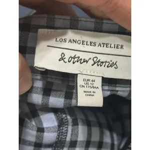 & Other Stories Blue Plaid Kick Flare High Rise Patch Pocket Trousers Size 12 thumbnail 8