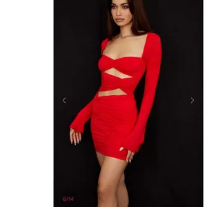 House of CB Camille Long‎ Sleeve Silk Blend Cutout Minidress Size Small thumbnail 5