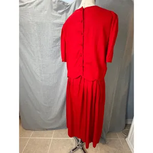 Vintage Karin Stevens Red‎ Beaded Overlay Maxi Dress 80s 90s thumbnail 9