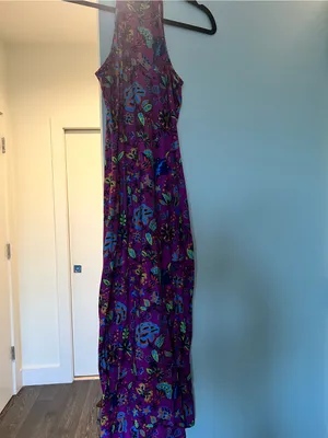 Bright Pink Floral Halter Maxi Dress thumbnail 4