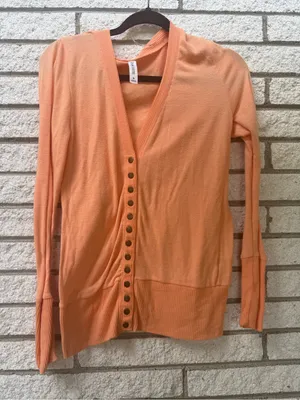 Zenana Outfitters Peach V-Neck Button Cardigan thumbnail 1