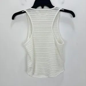 Madewell Crochet Knit Cutaway Tank Cropped Lighthouse Cotton Blend Cream XS NWT thumbnail 9