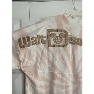 Disney Spirit Jersey Walt Disney World Womens XS Pink Tie Dye Glitter Logo Shirt thumbnail 3