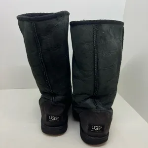 Uggs classic black tall boots winter slip on boots leather sheepskin fur lined 7 thumbnail 4