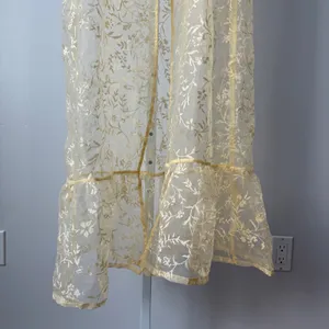 Anthropologie XS Canary Yellow Sheer Floral Maxi Dress‎ Women New Tie Front Boho thumbnail 4