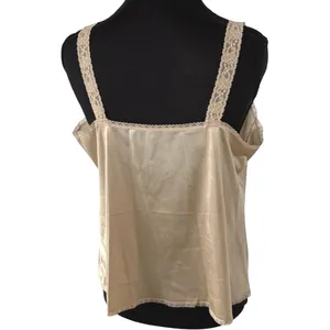 Y2K Beige Lace Sexy Lingerie Top Silky Flowy Whimsical Blouse Womens 38 thumbnail 3