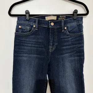 7 For All Mankind Ankle Skinny Stretch Denim Jeans Blue Button Zip Logo Bair 28 thumbnail 4