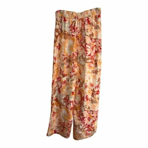 ✨Abercrombie & Fitch Linen-Blend Pull-On Wide Leg Orange Pattern Sz Small R Pant thumbnail 10
