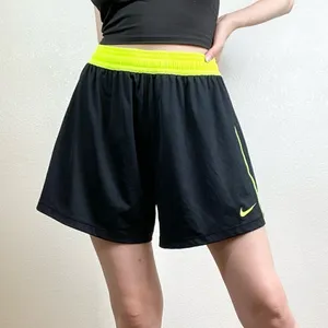 Nike Dri-Fit Black & Neon Yellow High Rise Athletic Gym Shorts thumbnail 1