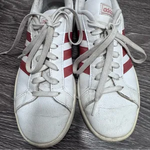 Adidas White Sneakers w/Pink Stripes thumbnail 13