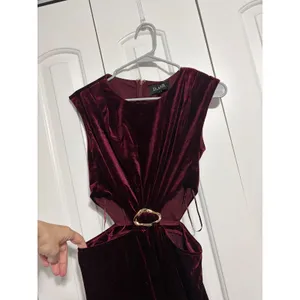 D.ARK Dress Velvet Cutout Burgundy Gold Hardware Midi M NWOT Aesthetic thumbnail 7