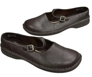 Sbicca Mary Jane Buckle Strap Shoes‎ 6.5 Brown Pebbled Leather Comfort Cottage thumbnail 1