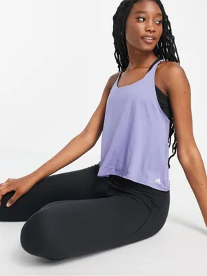 adidas Yoga top with back strap detail in Lavender thumbnail 1