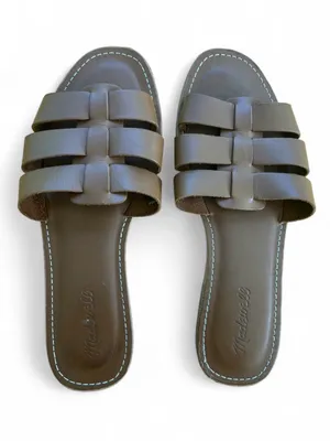 Madewell Woven Strap Slide Sandals in Dark Brown - Women's Casual Slide thumbnail 1