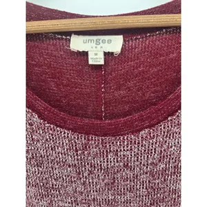 Umgee Tunic Womens Medium G2503 Burgundy Marled Pocket High Low EUC thumbnail 2