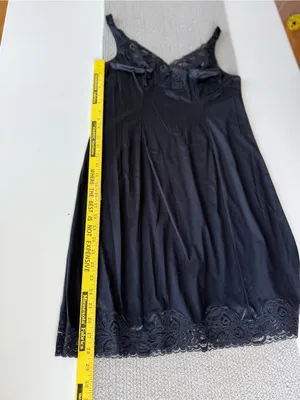 Vintage Bali Black Lace Trim Satin Chemise Slip Dress Size 34 thumbnail 6