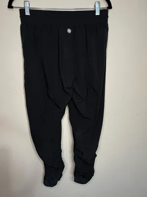 Athleta‎ Attitude Black Drawstring Ruched Joggers thumbnail 8