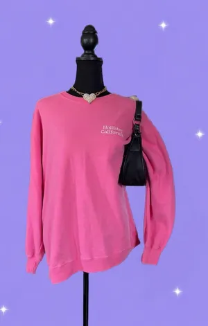 Hollister Y2K Pink Oversized Crewneck Pullover Logo Sweatshirt size small 💗 thumbnail 1